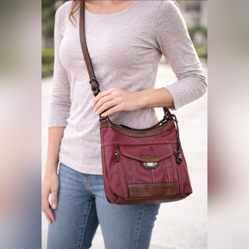 BOC Burgundy  red Brown Crossbody Shoulder Purse bag *